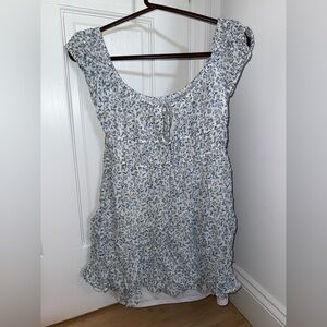 Floral Blue and White Women's Dress/ Top